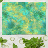 エメラルドグリーンくしゃくしゃした食感 キッチンタオル (折り畳み)