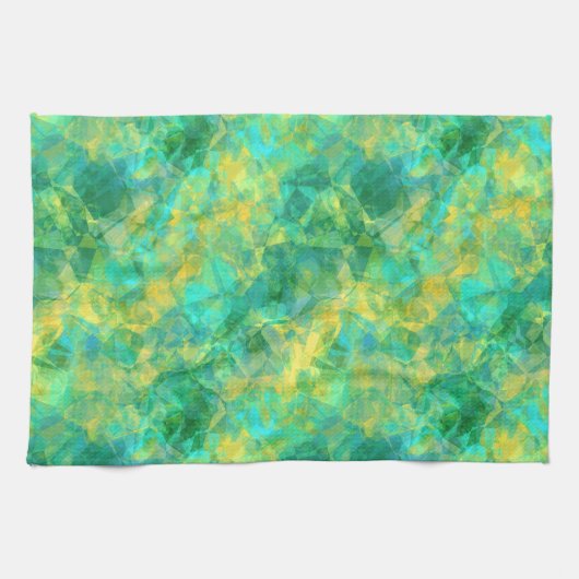 エメラルドグリーンくしゃくしゃした食感 キッチンタオル (横)