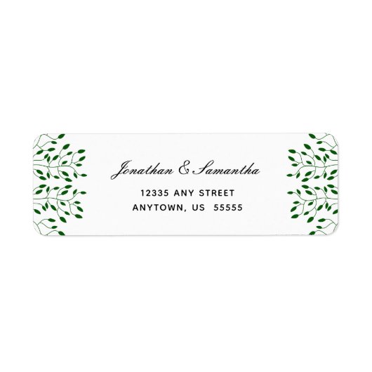 エメラルドグリーンつる植物スエレガントクリプト差出人住所 ラベル (正面)