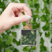 エメラルドグリーンつる植物フローラキーチェーン キーホルダー (手)