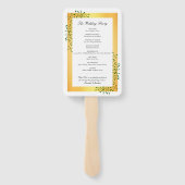 エメラルドグリーンつる植物金ゴールドエレガントウェディングプログラム ハンドファン (裏面)