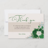 エメラルドグリーンとアイボリーバラ書エレガント道 サンキューカード (正面)