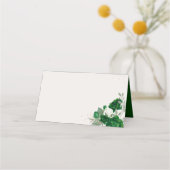 エメラルドグリーンとアイボリーバラ(名前パネル) プレイスカード (裏面)