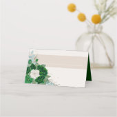 エメラルドグリーンとアイボリーバラ(名前パネル) プレイスカード (正面)