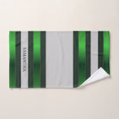 エメラルドグリーンとグレーのジオメトストライプリの名前 バスタオルセット (ハンドタオル)