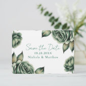 エメラルドグリーンとゴールドのバラの結婚式 セーブザデート (スタンド正面)