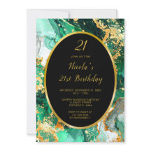 エメラルドグリーンとゴールドのマーブルアゲートの誕生日パーティー