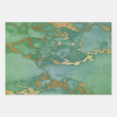 エメラルドグリーンとゴールドの大理石のような見た目 ラッピングペーパーシート (正面3)