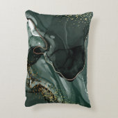 エメラルドグリーンとゴールドの大理石、マーブル背景 アクセントクッション (裏面(縦))