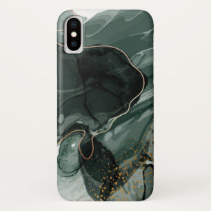 エメラルドグリーンとゴールドの大理石、マーブル背景 iPhone X ケース
