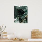 エメラルドグリーンとゴールドの大理石、大理石の背景 ポスター (キッチン)