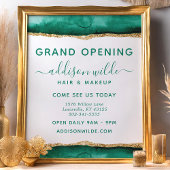 エメラルドグリーンとゴールドの水彩ビジネス チラシ