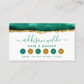 エメラルドグリーンとゴールドの水彩画ロイヤリティカード ロイヤリティカード (正面)