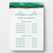 エメラルドグリーンとゴールドの水彩画価格メニュー フォトプラーク (正面)