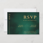 エメラルドグリーンとゴールドの結婚式QRコードRSVP 出欠カード (正面)