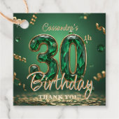 エメラルドグリーンとゴールドの30歳の誕生日サンクスカード フェイバータグ (正面)
