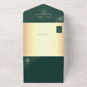 エメラルドグリーンとゴールドグリッターの結婚式 オールインワン招待状 (外側)