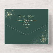 エメラルドグリーンとゴールドグリッターの結婚式 オールインワン招待状 (裏面)