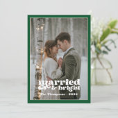 エメラルドグリーンとシャンパンの新婚夫婦のクリスマス シーズンカード (スタンド正面)