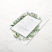 エメラルドグリーンとシルバーフォイルのオールインワン結婚式の招待状 箔招待状 (回転した状態)