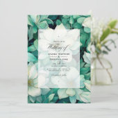 エメラルドグリーンとシルバー結婚フローラ 招待状 (スタンド正面)
