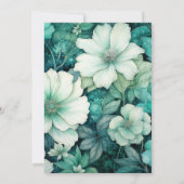 エメラルドグリーンとシルバー結婚フローラ 招待状 (裏面)