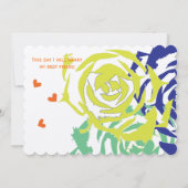 エメラルドグリーンとネイビー　モダン多肉植物の結婚式招待状 招待状 (裏面)