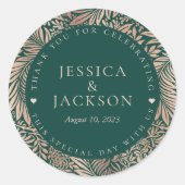 エメラルドグリーンとバラ金ゴールドありがとう ラウンドシール (正面)