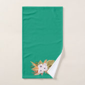 エメラルドグリーンとパンパスグラス バスタオルセット (ハンドタオル)