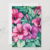 エメラルドグリーンとフューシャの花の結婚式 招待状 (裏面)