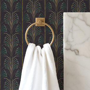 エメラルドグリーンとブラックアールデコ 壁紙