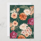 エメラルドグリーンとブルゴーニュフローラ秋の結婚式 招待状 (裏面)