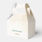 エメラルドグリーンとベージュの金ゴールド結婚の花 フェイバーボックス (裏面サイド)