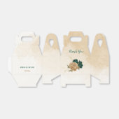 エメラルドグリーンとベージュの金ゴールド結婚の花 フェイバーボックス (折り畳みなし)