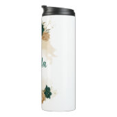 エメラルドグリーンとベージュ金ゴールドの花 タンブラー (回転右)