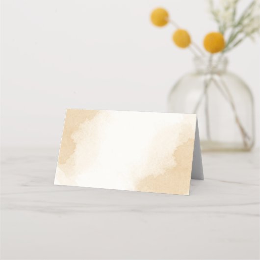 エメラルドグリーンとベージュ金ゴールドの花 プレイスカード (裏面)