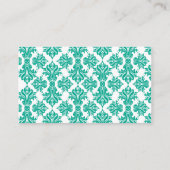 エメラルドグリーンとホワイトダマスクウェディング座席表 プレイスカード (裏面)