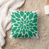 エメラルドグリーンとホワイトフローラバースト クッション (ブランケット)