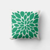 エメラルドグリーンとホワイトフローラバースト クッション (正面)