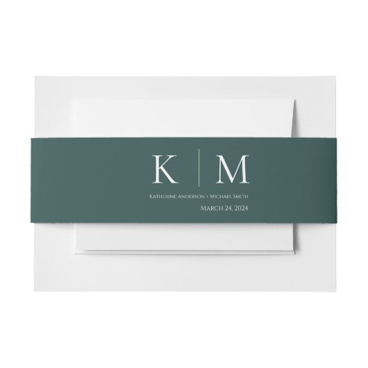 エメラルドグリーンとホワイト招待状用帯 招待状ベリーバンド (正面例)