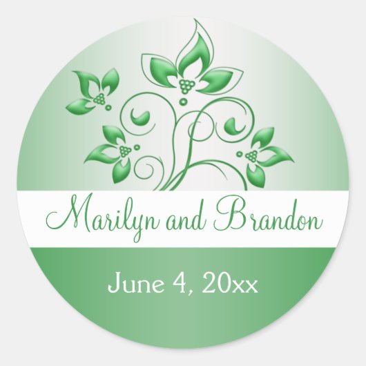 エメラルドグリーンとホワイト1.5インチステッカー ラウンドシール (正面)
