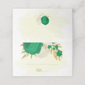 エメラルドグリーンと白の花結婚植物体 プレイスカード (外部開封)