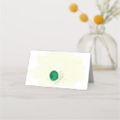エメラルドグリーンと白の花結婚植物体 プレイスカード (裏面)