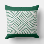 エメラルドグリーンと白アフリカの泥の布のパターン クッション (裏面)
