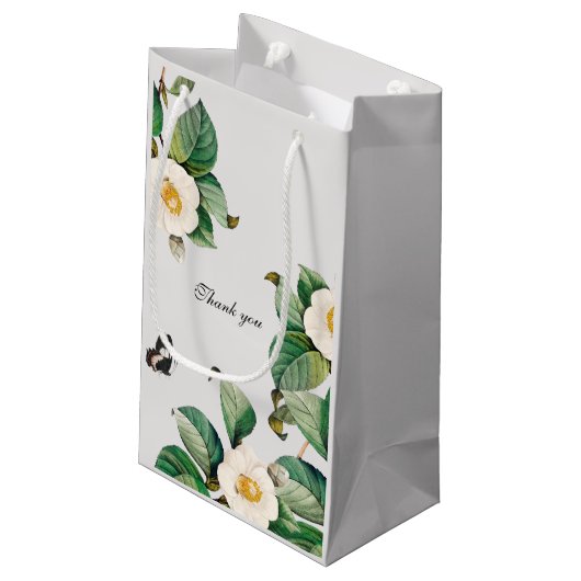 エメラルドグリーンと白カメリア スモールペーパーバッグ (裏面アングル)