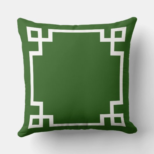 エメラルドグリーンと白ギリシャ鍵柄の枕 クッション (裏面)