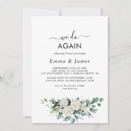 エメラルドグリーンと葉の「私たちもう一度」誓いの更新 招待状
