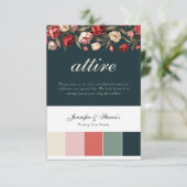 エメラルドグリーンと赤いチューリップのウェディングドレスコード エンクロージャーカード (スタンド正面)
