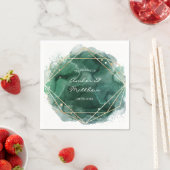 エメラルドグリーンと金ゴールドの水の色結婚の スタンダードカクテルナプキン (インサイチュ)