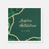 エメラルドグリーンと金ゴールドアゲートエレガントな結婚式 スタンダードカクテルナプキン (正面)